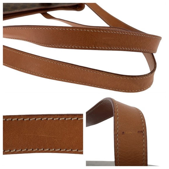 CELINE Vintage Macadam Brown Gold Hardware Leather Tote Bag Handbag Shoulder ... - Picture 9 of 10